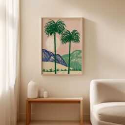 Palm Tree Poster, Tropical Landscape Print, Coastal Wall Art - thumbnail 3