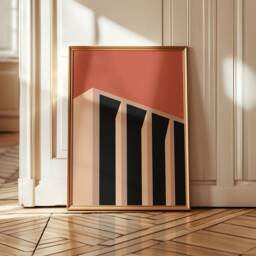 Bauhaus Architecture Art Print - Sunset Series Bold Modernist Terracotta Poster - thumbnail 2