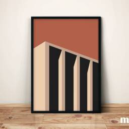 Bauhaus Architecture Art Print - Sunset Series Bold Modernist Terracotta Poster - thumbnail 4