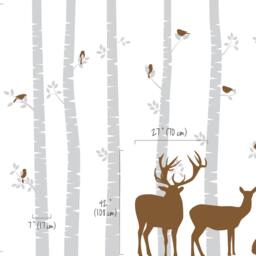 Deers & Trees Wall Decal, Trees Decor, Woodland Birds, Removable, Peel Stick, Wall Sticker #5 - thumbnail 2