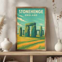 stonehenge England Art Print - Retro Travel Poster - thumbnail 1