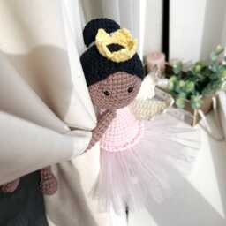 Ballerina Fairy Princess Curtain Tieback Pink Tie Back Nursery Girl Princess Fairy Nursery - thumbnail 4