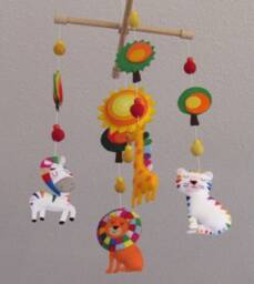 Baby Mobile, Safari, Nursery Decoration, Large Felt Crib Wild Animal Style, - A Perfect Christmas Gift - thumbnail 3