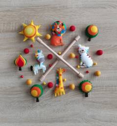 Baby Mobile, Safari, Nursery Decoration, Large Felt Crib Wild Animal Style, - A Perfect Christmas Gift - thumbnail 1
