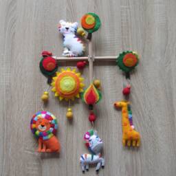 Baby Mobile, Safari, Nursery Decoration, Large Felt Crib Wild Animal Style, - A Perfect Christmas Gift - thumbnail 2