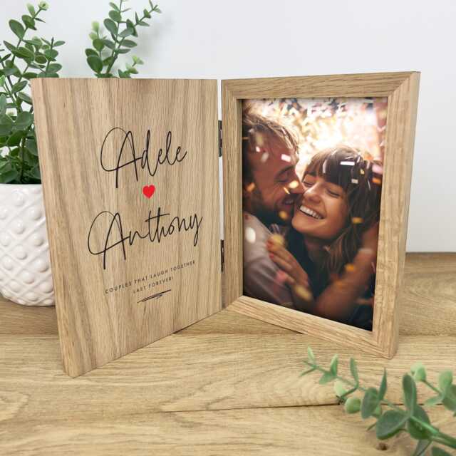 Personalised Wooden Book Photo Frame - Valentine's Day Gift - image 1