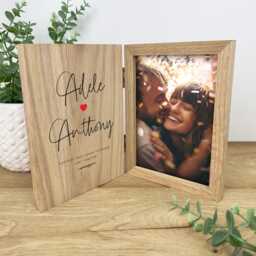 Personalised Wooden Book Photo Frame - Valentine's Day Gift