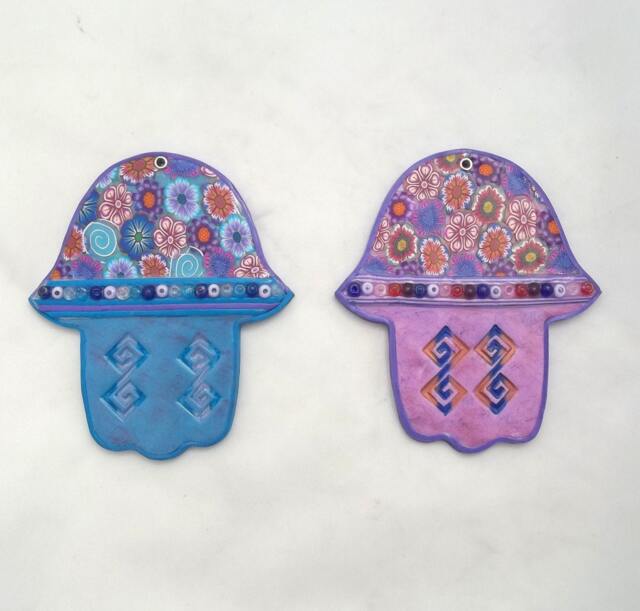 Decorative Art, Judaica Gift, 2 Hamsa Wall Hanging, Jewish Wedding Israel, Bat Mitzvah Gift, Rosh Hashanah Gift - image 1