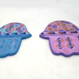 Decorative Art, Judaica Gift, 2 Hamsa Wall Hanging, Jewish Wedding Israel, Bat Mitzvah Gift, Rosh Hashanah Gift - thumbnail 2
