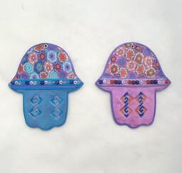 Decorative Art, Judaica Gift, 2 Hamsa Wall Hanging, Jewish Wedding Israel, Bat Mitzvah Gift, Rosh Hashanah Gift - thumbnail 1