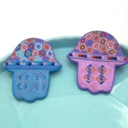 Decorative Art, Judaica Gift, 2 Hamsa Wall Hanging, Jewish Wedding Israel, Bat Mitzvah Gift, Rosh Hashanah Gift - thumbnail 3