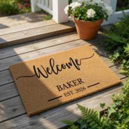 Personalized Welcome Mat, Custom Family Name Doormat, Housewarming Gift, New Home Present, Door Outdoor Coir Entry Rug
