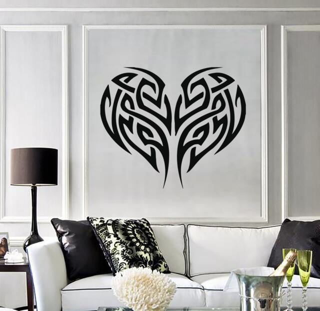 Wall Vinyl Decal Heart Tattoo Abstract Decor Modern Focal Point - #2413Dn - image 1