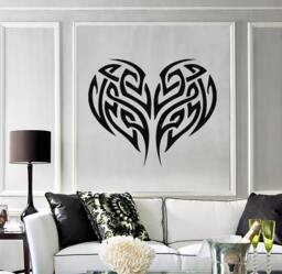 Wall Vinyl Decal Heart Tattoo Abstract Decor Modern Focal Point - #2413Dn - thumbnail 1