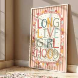 Long Live Girlhood in Pastel Colours, Quote Print With Scalloped Border, Girl Nursery Bedroom Decor, Teen Wall Art - thumbnail 3
