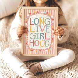 Long Live Girlhood in Pastel Colours, Quote Print With Scalloped Border, Girl Nursery Bedroom Decor, Teen Wall Art - thumbnail 2
