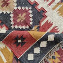 Wool Jute Kilim Rug - Tribal Geometric - Living Room, Hallway, Bedroom, Entryway - thumbnail 4