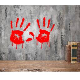 Bloody Hand Print Wall Art, Halloween Decals, Decor, Decal, Decal - thumbnail 2
