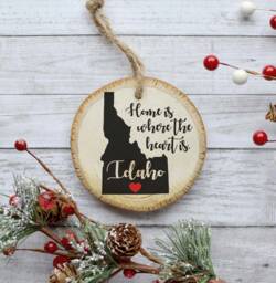 Idaho Wood Slice Ornament, Home State Christmas Decor - thumbnail 1