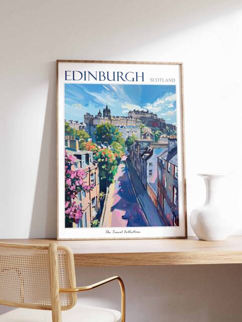 Edinburgh Castle Travel Poster Scottish Botanical Wall Art by Etsy ...