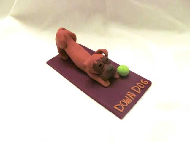 Custom Hand Sculpted Yoga Dog - Down Pose - image 1