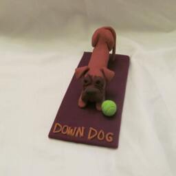 Custom Hand Sculpted Yoga Dog - Down Pose - thumbnail 4