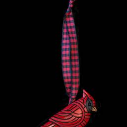 Cardinal Ornament On Buffalo Plaid Ribbon, Bright Red Christmas Bird Decoration, Mosaic Art, Festive Holiday Style, Unique Gift Idea, Tree - thumbnail 2