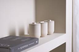 Tapa Cream Organic Concrete Candle - Essential Oils 3 Lids Hand Crafted Vegan Reusable Container Eco Friendly-Aromatherapy