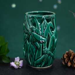 Ceramic Dragonfly Lantern, White Candle Holder, Handmade Ceramics Pottery - thumbnail 3