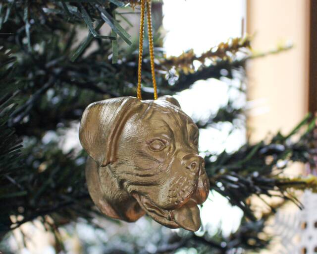 Boxer Christmas Spirit Festive Canine Head Tree Pendant - image 1