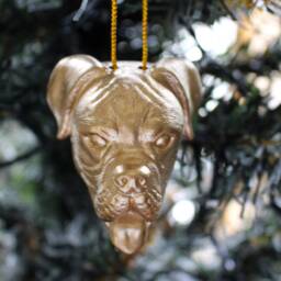 Boxer Christmas Spirit Festive Canine Head Tree Pendant - thumbnail 2