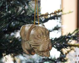 Boxer Christmas Spirit Festive Canine Head Tree Pendant