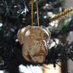 Boxer Christmas Spirit Festive Canine Head Tree Pendant - thumbnail 4
