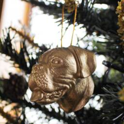 Boxer Christmas Spirit Festive Canine Head Tree Pendant - thumbnail 3