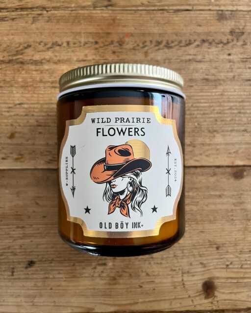 Western Candle - Wild Prairie Flower Fragrance Handmade Retro Amber Glass Jar - image 1