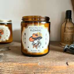 Western Candle - Wild Prairie Flower Fragrance Handmade Retro Amber Glass Jar - thumbnail 2