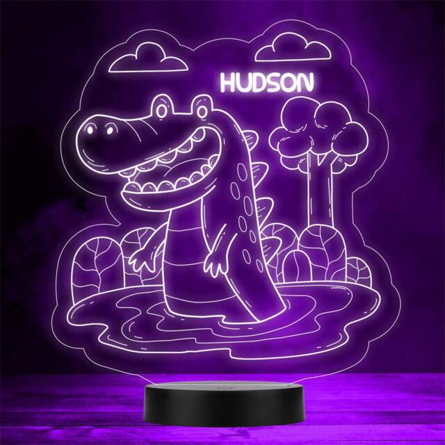 Cute Crocodile Children's Character Personalised Gift Any Colour Led Night Light - image 1