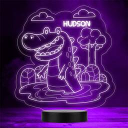 Cute Crocodile Children's Character Personalised Gift Any Colour Led Night Light - thumbnail 1