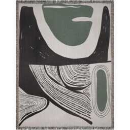 Abstract Black, Beige, & Green Modern Art Woven Blanket - thumbnail 4