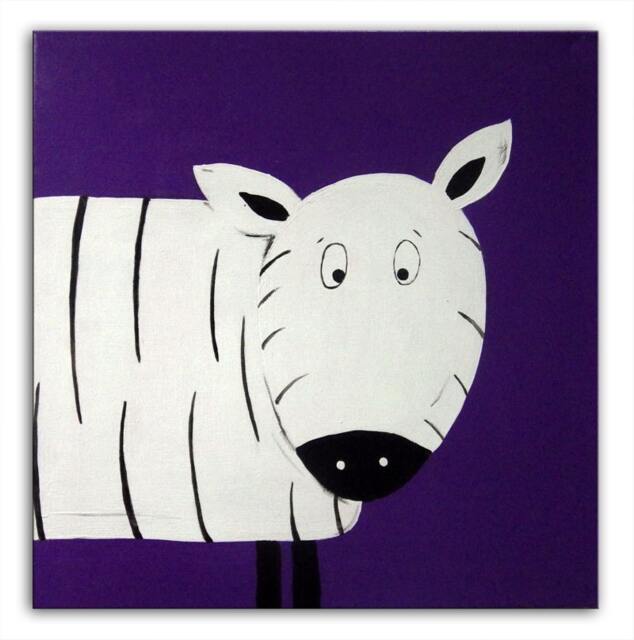 Zebra Art, Jungle Animal Painting On Canvas, Nursery Decor, Safari Kids Decor - image 1