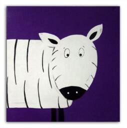 Zebra Art, Jungle Animal Painting On Canvas, Nursery Decor, Safari Kids Decor - thumbnail 1