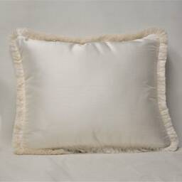 Large Ivory Or White Decorative Throw Silk Pillow With Fringe For Sofa Chair Couch Bed Handmade in Usa - thumbnail 2