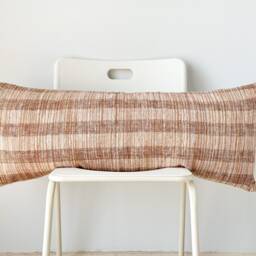 "Handwoven Lumbar Pillow Cover Vintage Karen Batik, Hemp Fringes - 14"" X 36" - thumbnail 2