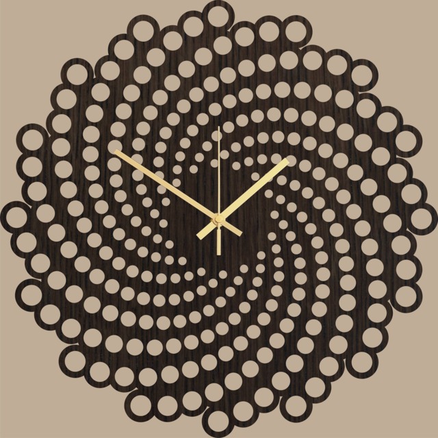 Wall Clock - Wood Spiral, Modern Clock, Home Decor, Unique Wooden Housewares, Large Dark Oak Clocks - image 1