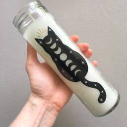 Cosmic Cat Moon Phases Prayer Candle For Ritual, Meditation, Altar, Sacred Space - thumbnail 1