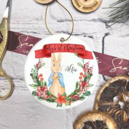 Personalised Baby's First Christmas Bauble, Keepsake, 1st Ornament, Gift For Christmas, Bunny Rabbit - thumbnail 2