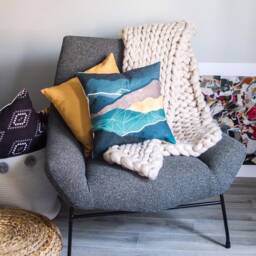 Blue Mountain Night Pillow Cover Linen Blend Abstract Accent - thumbnail 4