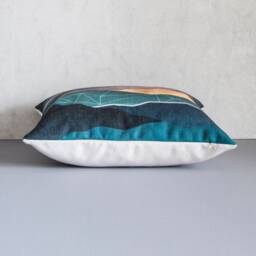 Blue Mountain Night Pillow Cover Linen Blend Abstract Accent - thumbnail 2