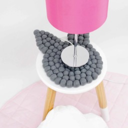 Bunny Decor. Kids Bedside Lamp Mat. Rabbit Decor. Nursery Theme Room Felt Ball Mini Trivet - thumbnail 2