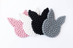 Bunny Decor. Kids Bedside Lamp Mat. Rabbit Decor. Nursery Theme Room Felt Ball Mini Trivet